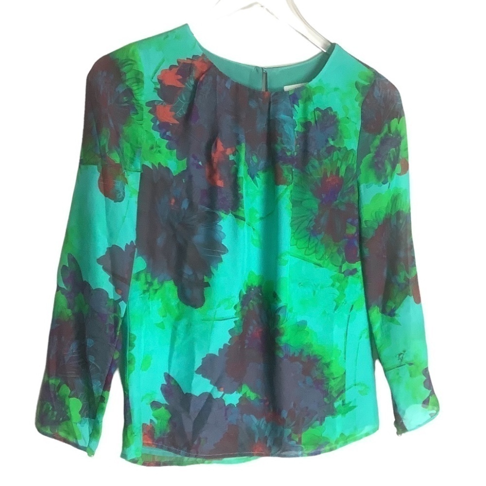 J. Crew Silk Hothouse‎ Floral Blouse 00 - Picture 6 of 10